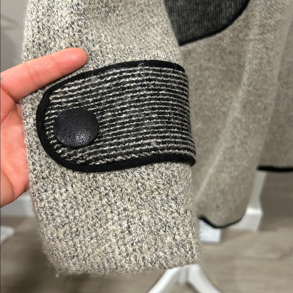 Vintage Toro Boiled Wool Blend A-Line Car Coat Grey Black Trim Size M - Picture 4 of 12